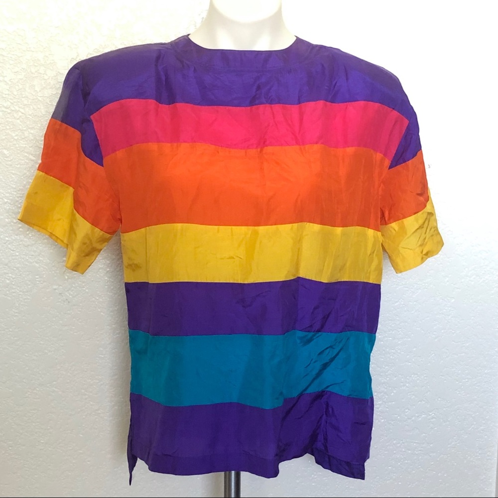 Art de Chine rainbow silk blouse sz. M